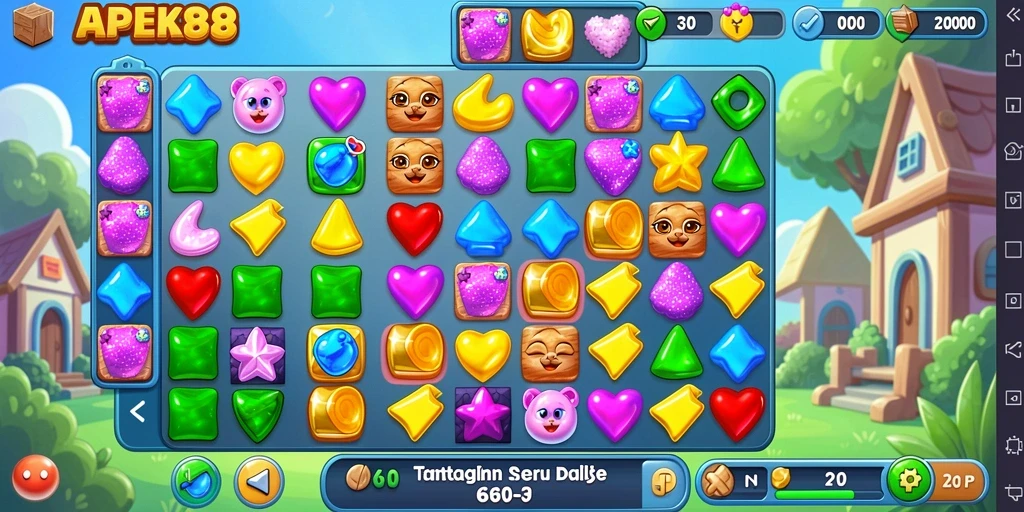 Tampilan gameplay seru dari APEK88 dengan tantangan Match-3.