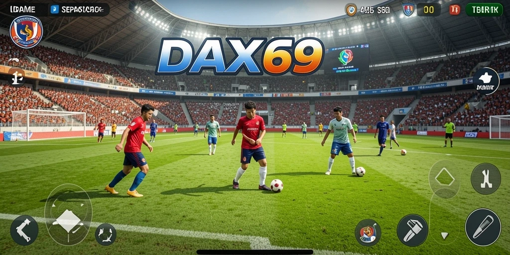 Gameplay seru DAX69 dengan aksi sepak bola yang mendebarkan.