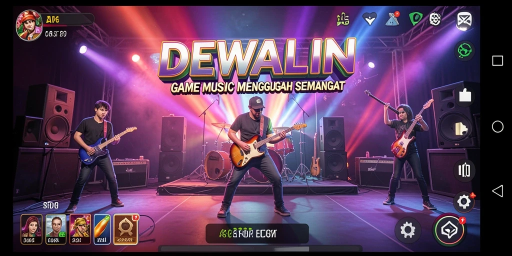 Tampilan gameplay DEWALIN yang seru dan interaktif saat bermain musik.