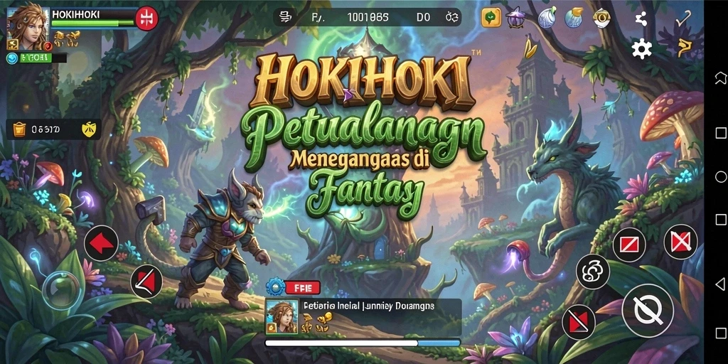 Tampilan gameplay seru HOKIHOKI dengan karakter menjelajahi dunia.