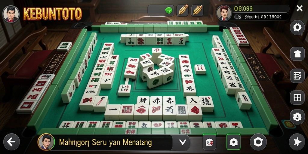Tampilan gameplay seru KEBUNTOTO dengan desain Mahjong yang menarik.