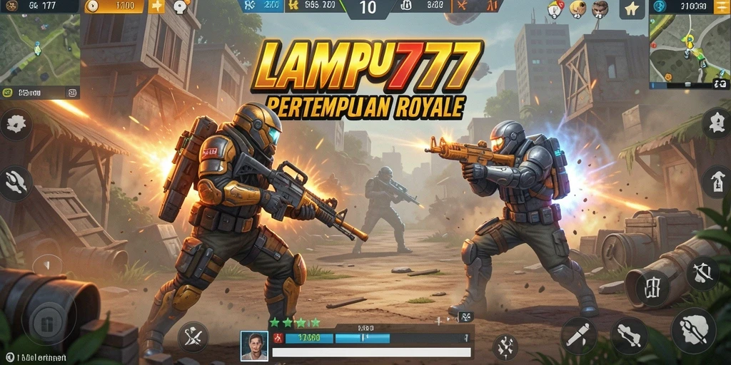 Screenshot LAMPU777 menunjukkan pertempuran seru di arena Battle Royale.