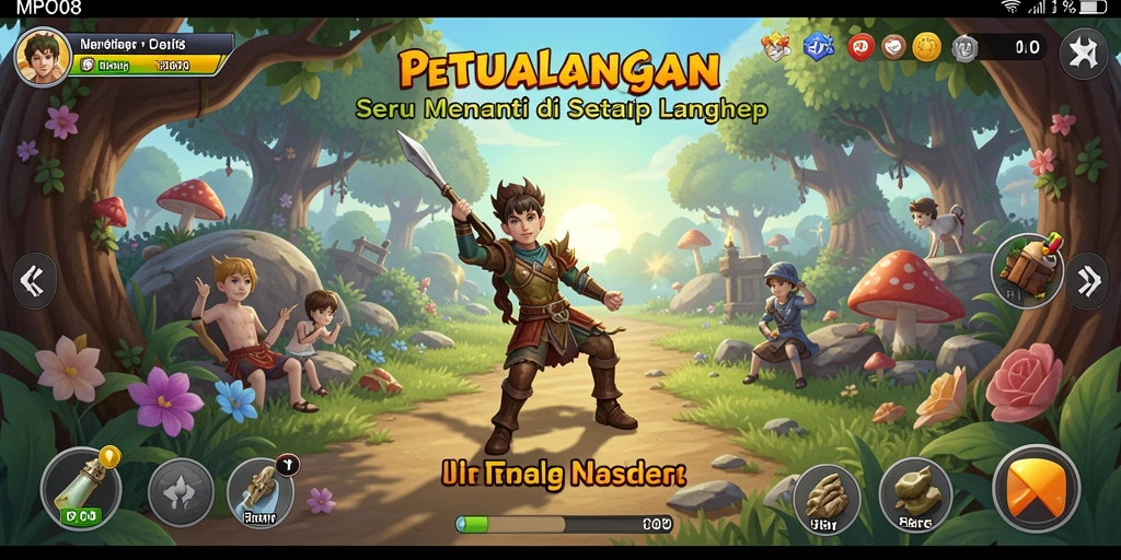 Tampilan gameplay MPO08 yang menampilkan aksi petualangan seru.
