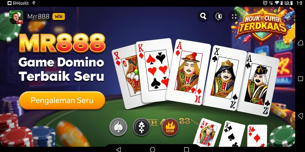 Tampilan permainan Domino yang menegangkan dan interaktif.