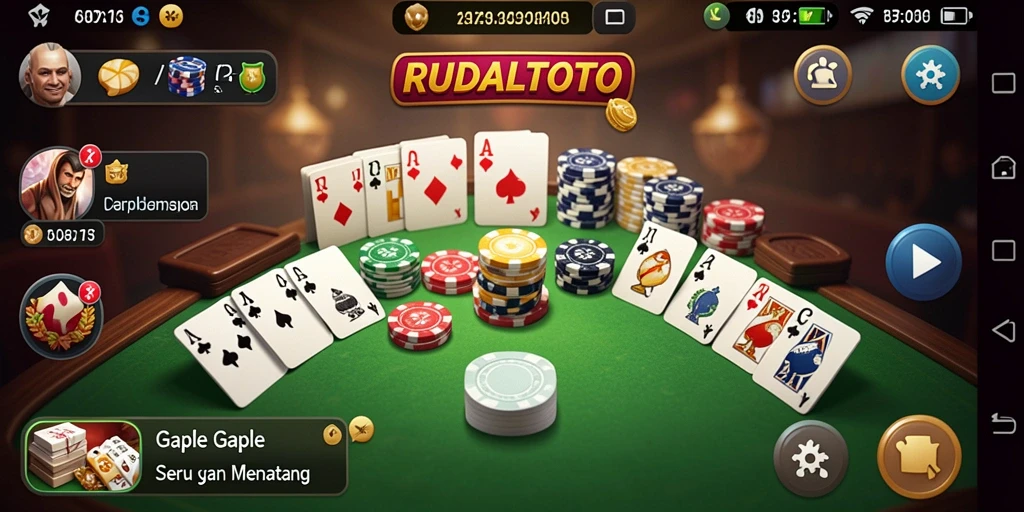 Gameplay seru RUDALTOTO dengan pemain lain di Gaple.
