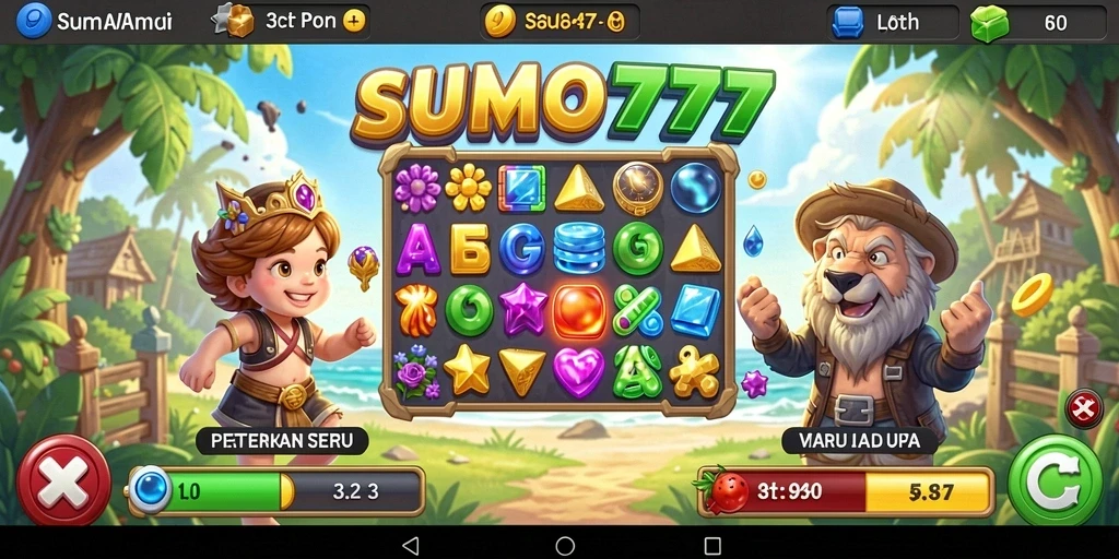 Tangkapan layar gameplay SUMO777 yang penuh warna dan menantang.